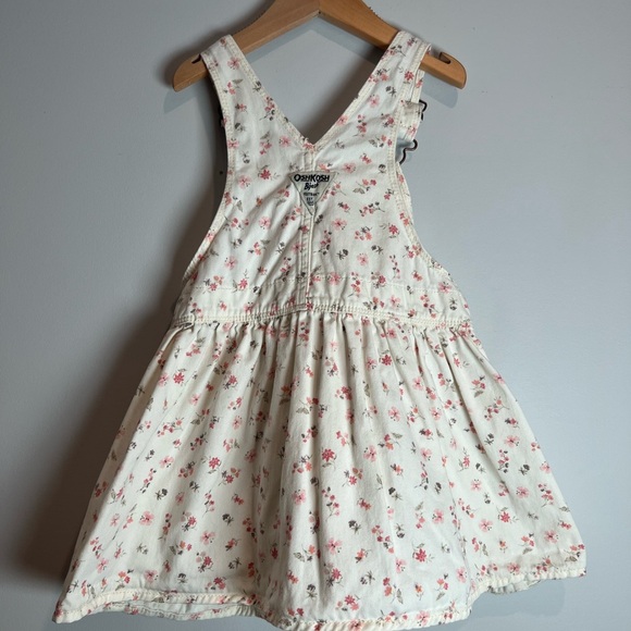 OshKosh B'gosh Floral Skirtall Overall Dress - White and Pink Size 3T Girls - Picture 4 of 4